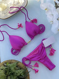 Sexy Braiding rope Bandage Solid Bikini Set Women Swimsuit  Pit strip fabric Triangle Swimwear Bathing Suit Brazilian Biquinis