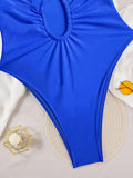 2026 Summer Women's One-piece Suit Swimwear Sexy Hollow Out Neck Lace-up Bodysuit Beachwear High Waist Push Up Bathing Suits