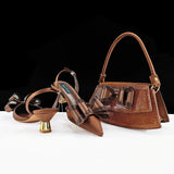 doershow New Italian Shoe and Bag Set New 2025 Women Shoes and Bag Set In Italy orange Italian Shoes with Matching Bag HVB1-1