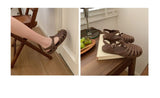 Women Rome Sandals Cut-out Gladiator Style Summer Shoes Soft PVC Peep Toe Girls Student Street Outdoor Sandals