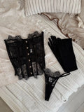 Toucheart Erotic Bodysuit French Retro Black Lace Jumpsuit Women's Sexy Delicate Intimate Seductive Backless Fishbone Shapewear
