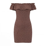 Women's Fashion Dress Ruffle Off Shoulder Sleeveless Dots Print Slim Fit Mini Dress for Party Club Dating Summer Streetwear