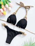 Solid Color Strap Women Bikini Sexual Beach Holiday Swimwear