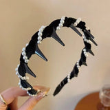 Elegant velvet Fabric Pearl Headband for Woman Temperament Non-slip Hair Band Fashion Girl Face Washing Headband Hair Accessorie