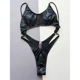 Snake Skin Tummy Cut Out Mini Mirco Thong Women Swimwear One Piece Swimsuit Female High Leg Cut Bather Bathing Suit Swim V5548