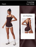 Women's Seamless Yoga Jumpsuit - Quick-Dry Color Block Naked Feel Bodysuit & Cut-Out Backless Straps for Running Fitness Workout
