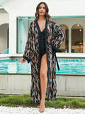 2026 Women Swimsuit Beach Cover Up dress Sleeve Kaftan Beach Tunic Long Pareos Bikinis Cover ups Summer Robe Plage Beachwear