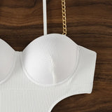 Sexy Ribbed Underwired Bra Cup Female Swimwear One Piece Swimsuit Women Backless Monokini High Cut Bathing Suit Swim Bodysuit