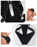 New Sexy One Piece Swimsuit Swimwear Women Black Deep V-neck Bandage Cross Backless Beachwear Bathing Suit Banadores Mujer 2026