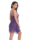 Toucheart Sexy Lingerie Set Women's Lace Nightgown Mesh See-through Suspender Dress Lace Patchwork Sexy Ultra Thin Pajama Set