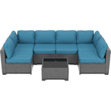 HobbyLane 7 Piece Modular Outdoor Furniture Set PE Rattan Wicker Garden