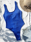DEKA Bandage Shiny Swimwear Women Hollow Out One Piece Swimsuit New Backless Monokini Swimming Beachwear Bathing Suits