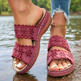 Vinatge Hollow Out Platform Sandals Women Lightweight Plus Size Wedges Sandles Woman Comfortable Thick Sole Casual Sandalias 43