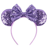 Disney Mickey Mouse Ears Leopard Print Headbands for Girls Baby Women Sequins 5"Bows Hair Accessories Adults Hairbands Kids Gift
