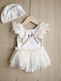 Princess Mesh Swimsuit Baby Girl Swan Cherry Sling Cute Swimming Suit Quick Drying Sun Protection Swim Wear with Cap H8126