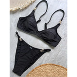 10 Colors V Neck Rhinestones Bikini Female Swimsuit Women Swimwear Padded Bather Bathing Suit Swim Two-pieces Bikini set K8138