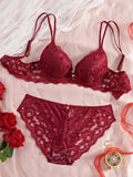 6-Piece Set Lace Women's Underwear Set No Lining Lace Push up Bra Comfortable Fitting Sexy Mesh Lace Panties Women's Bra Set