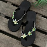 Luxury Crystal Butterfly Wedge Heel Flip Flops Women Fashion Clip Toe Thick Bottom Slippers Woman Summer Beach Non Slip Slides