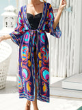 13 Colors Printed With Belt Crochet Knitted Tunic Beach Cover Up Cover-ups Beach Dress Beach Wear Beachwear Female Women K7201
