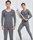 Wool Silk Thermal Underwear Set Double-sided Cashmere Long Johns Plus Cashmere Thick Autumn Winter for Men Women Warm Underwear