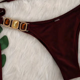 Halter Brazilian Rhintstones Diamond Bikini Women Swimsuit Female Swimwear Two Pieces Bikini Set Scrunch Butt Bathing Suit Swim