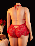 Adult Sexy Lace Teddy Bodysuit For Women Deep V Neck Open Back Halter Design Romantic Hot Women's Lingerie Babydoll Sleepwear