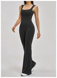 Slimming Yoga Jumpsuits Women Hollow Out Ruffles Backless Sportswear Fitness Back Hip-Lifting Leggings One-Piece Gym Bodysuits