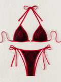 Embroidery Mesh Lace Halter High Cut Bikini Female Swimsuit Women Swimwear Two-pieces Bikini Set Bather Bathing Suit Swim Beach