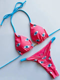 Leopard Halter Scrunch Butt Mini Micro Thong Bikini Women Swimwear Female Swimsuit Two-pieces Bikini Set Bathing Suit Swim Lady