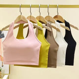 Women's yoga sports bra, neck hanging cross belt chest cushion yoga back training bra
