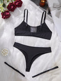 Ladies Smooth Comfortable Thin Underwear Women Sexy Nightwear Inner Solid Color Sleep Underwear Bra Set