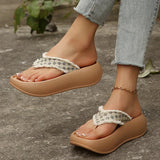 Fashion Design Wedge Heel Flip Flops Women Comfortable Clip Toe Platform Slippers Woman 2026 Printed Thick Bottom Sandals Female