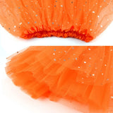 Womens Summer New Tulle Tutu Skirt Elastic Waist Silver Star Print Layered Mesh Mini Skirt Fluffy Carnival Party Dance Skirts