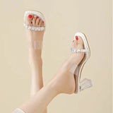 Summer 2026 New Women's High Heels Sandals Transparent Diamond Thick Bottom Fairy Style Sexy Crystal Thick Heel Slippers