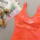 sexy glitter snake scales metallic swimsuit one piece backless bikini thong swimwear bodysuits women biquini bathing suits