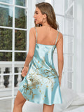 Floral Print Women's Night dress Spaghetti Strap Vintage Floral Print Elegant Luxury Sleepwear