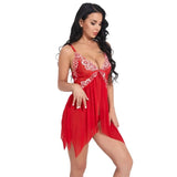 Toucheart Sexy Lingerie Set Women's Lace Nightgown Mesh See-through Suspender Dress Lace Patchwork Sexy Ultra Thin Pajama Set