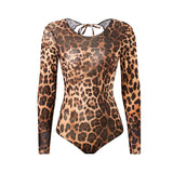 S - XXL New Sexy With Shorts Leopard Long Sleeve One Piece Swimsuit Women Swimwear Female Padded Bather Bathing Suit Swim V7348