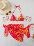 Halter Triangle String Bikinis 2026 Women Sexy Printed Swimsuit 3 Pieces Swimwear Female Bathers Bathing Swimming Swim Suit