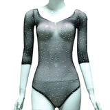 Women's Underwear Fishnet Bodysuit Sparkle Rhinestone Sexy Mesh Teddy Lingerie Erotic Costumes
