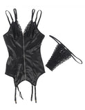 Plus Size 5XL Faux Leather Leotard Shiny Zipper Front Bodycon Mini  Lingerie Dress Sexy Costume Shiny Cocktail Party Dress