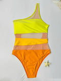 2026 Mesh Swimsuit Women One Piece Shoulder Padded Swimwear Female Sexy Bathers Bathing Swimming Swim Suit Beachwear XL