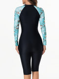 2026 Zipper Slim Swimsuit Women Long Sleeve & Knee One Piece Swimwear Female Bather Bathing Swimming Swim Surf Suit Beachwear