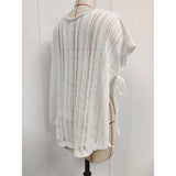 2026 New Short Sleeve V Neck Crochet Knitted Tunic Beach Cover Up Cover-ups Beach Dress Beach Wear Beachwear Female Women V8211