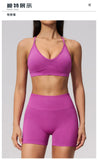 Seamless Yoga Excersize Sets Women Cross Back Sports Bra Tracksuit Workout Clothes High Waist Hip Lifting Shorts Fitness Suits