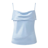 Womens  Tank Tops Solid Color Satin Cowl Neck Spaghetti Strap Going Out Vest Summer Daily Casual Elegant Camis Streetwear