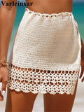 2026 Hollow Out Skirt Sarong Crochet Knitted Tunic Beach Cover Up Cover-ups Beach Dress Beach Wear Beachwear Female Women V8074