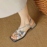 2026Summer New Model Fashion Middle Heeled Women's Sandals Black Buckle Open-toe Comfortable Hollow-out Women's Shoes High 3.5cm