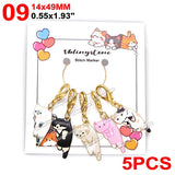Cat Knitting Stitch Markers Metal Animal Enamel Charms Crochet Locking Knitting Markers Sew Accessories