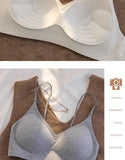 Summer Seamless Crop Top Bra Small Chest Gathered Thin Straps Back Accentuating Bralette Beachwear Light Support Wirefree AU